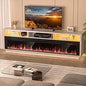 70" Fireplace TV Stand for TVs Up to 80" with 64" Electric Fireplace, TV Console for The Living Room, LED Light Entertainment C