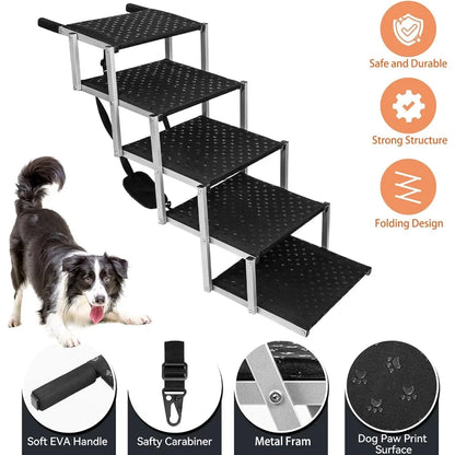Dog Ramps for Large Dogs - Portable Dog Steps for Cars and SUV, Truck, Lightweight Non-Slip Dog Stairs Support Up to 200 Lbs