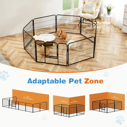 JHK 8 Panel Dog Playpen Indoor Pet Fence Exercise for Yard Gate Heavy Duty Crates with Doors Metal Dog Pen