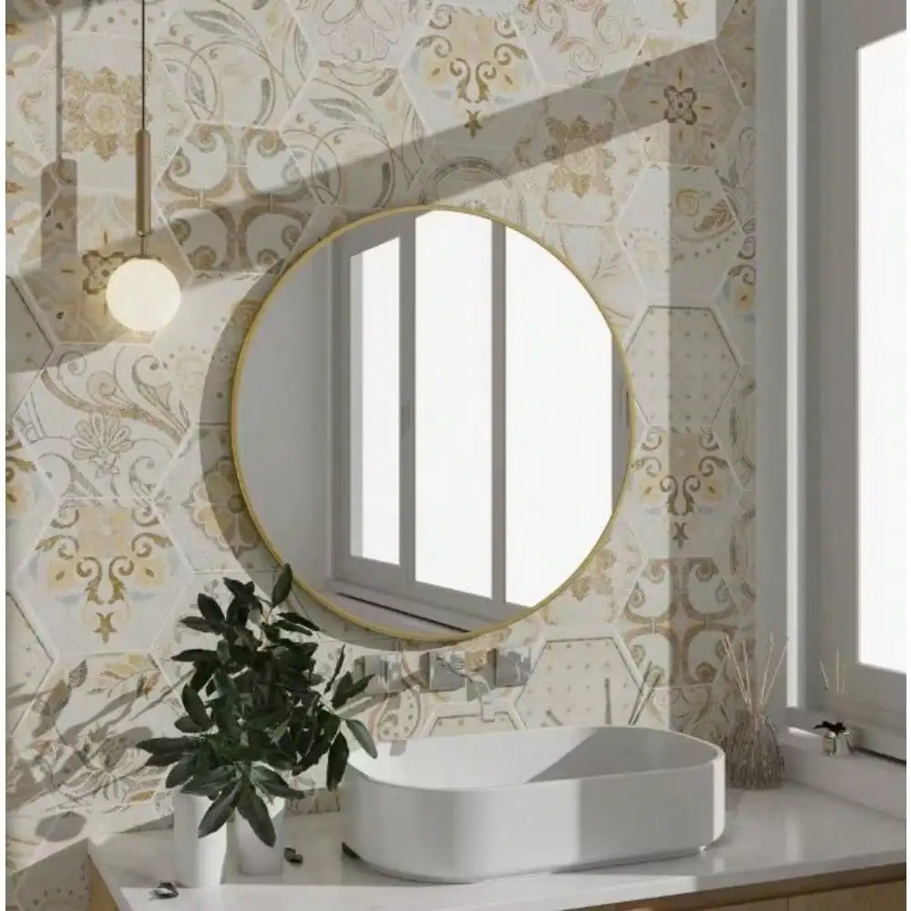 Round Aluminum Alloy Framed Wall Mirror with Simple Metal Frame, Entryway, Bedroom Vanity, Living Room, Hallway Decor