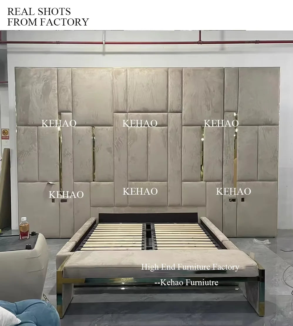 Italian Luxury Bed Manufacturer Customization Luxury Bed Room Set Headboard Headboard Upholstered Cama De Casal Furniture Home
