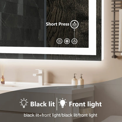 36"x 24"LED Bathroom Vanity Mirror for Wall Memory Function Tempered Glass with Front Light and Backlit For Living Room