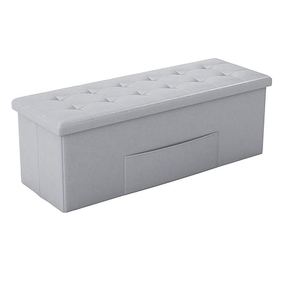 43 Inches Folding Storage Ottoman Bench with Side Pocket Storage Chest