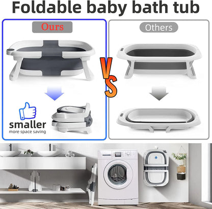 Eco-friendly Baby Bath with Temperature Indicator,Foldable Baby Bathtub for Newborn Baby