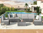 7 Piece Patio .PE Rattan Gray WickerOutdoor Sectional Furniture Chair Set