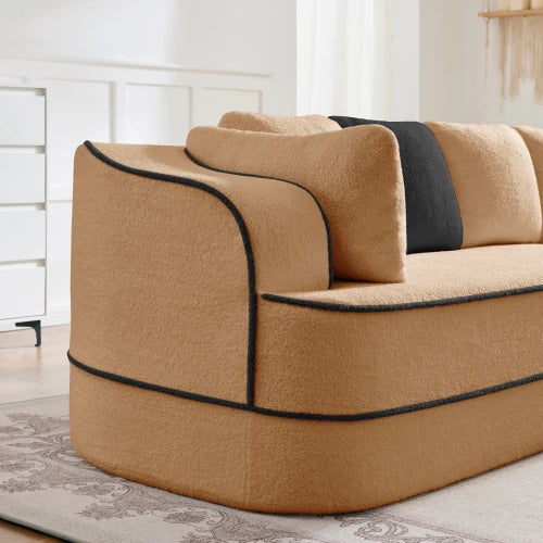 Modular Sectional Sofa with Teddy Velvet - Ergonomic Design, Non-Slip Bottom, No Assembly, Soft Fluffy Fabric for Living Room
