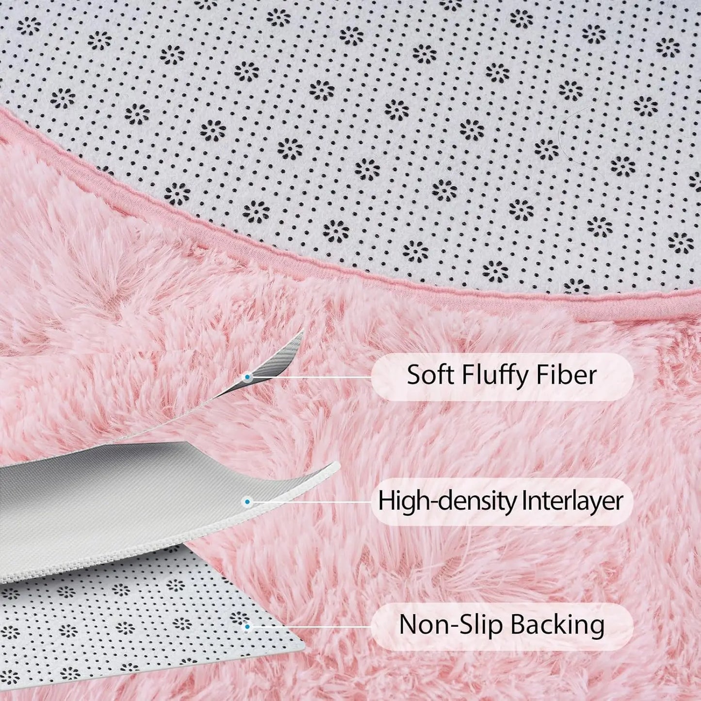 Oval Fluffy Ultra Soft Area Rugs for Bedroom Plush Shaggy Carpet for Kids Room Bedside, 2.6 x 5.3ft