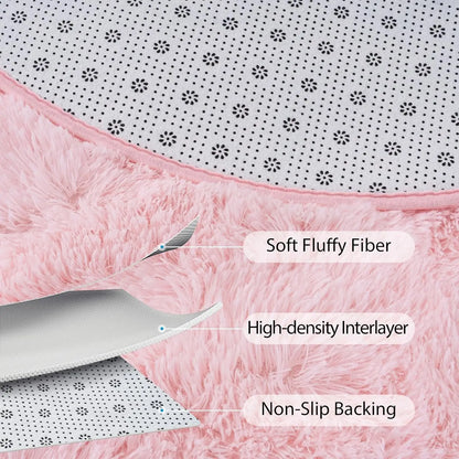Oval Fluffy Ultra Soft Area Rugs for Bedroom Plush Shaggy Carpet for Kids Room Bedside, 2.6 x 5.3ft