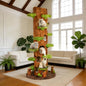 91 Tall Green Cat Tower with 6 Condos, Cushion, Scratching Board, Plush Platform & Top Perch