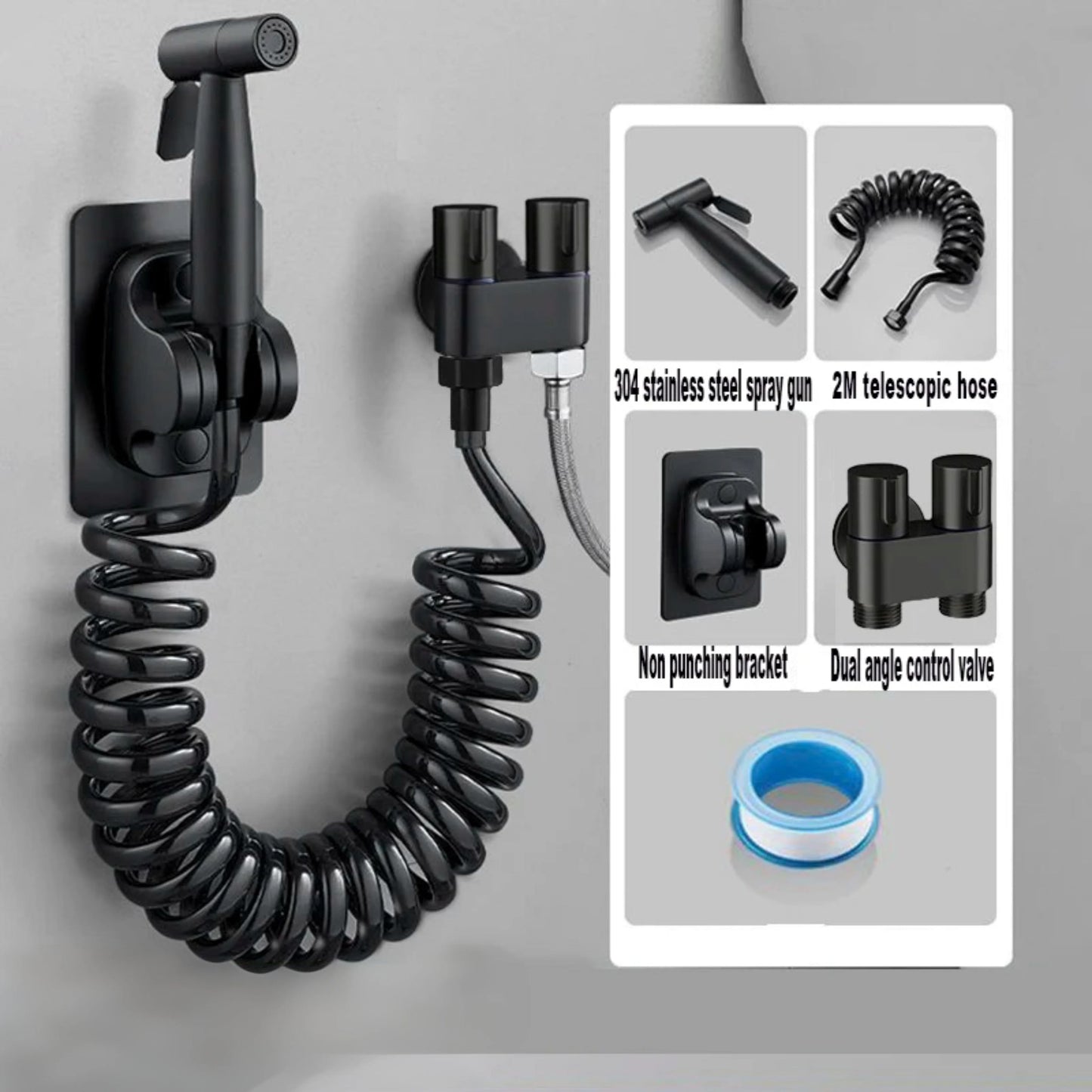 Handheld Toilet Bidet Faucet Sprayer Stainless Steel Bathroom Bidet Spraye Set Hand Sprayer Shower Head Self Cleaning No Punch
