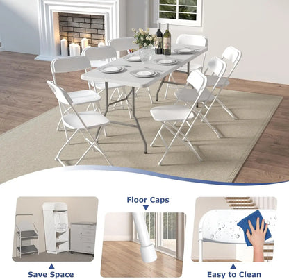 20 Pack White Folding Chairs,Plastic Folding Chairs Outdoor Indoor,350lb Capacity,Portable Event Chair,Lightweight Folding Chair