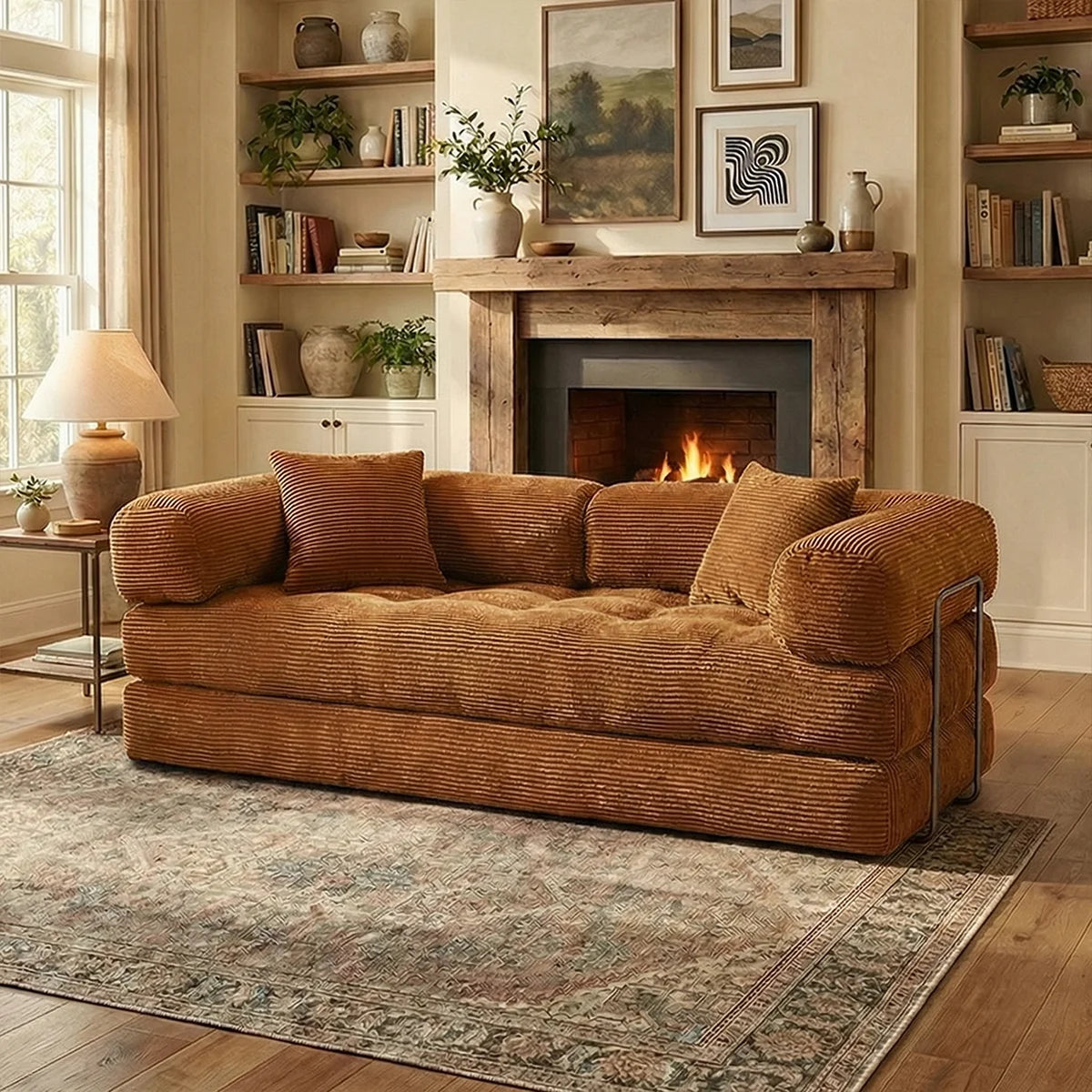 Futon Sofa Bed light or dark gray Convertible Couch 4-in-1 Folding Corduroy Boneless Sleeper Loveseat for Living Room