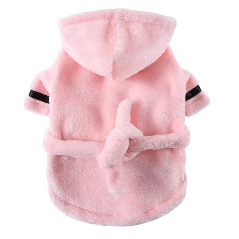Pet Dog Bathrobe with Hooded Dog Pajamas Sleeping Clothes Soft Pet Bath Drying Towel Clothes For Puppy Dogs Cats