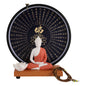 Buddha Statue Decoration Ceramic Buddha Statue with Circle LED Lamp Buddha Statue for Decor White/Red/Yellow/Blue 11.8*4.7*13in