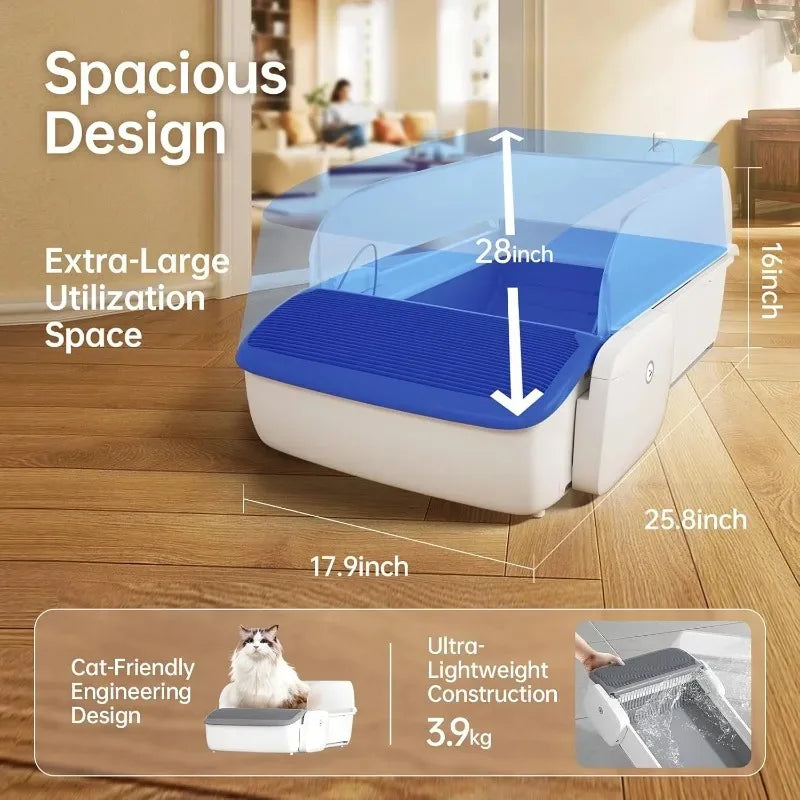 Automatic Self-Cleaning Cat Litter Box Odor-Free Oversized Intelligent Cat Toilet Large Semi-Enclosed Cat Sandbox