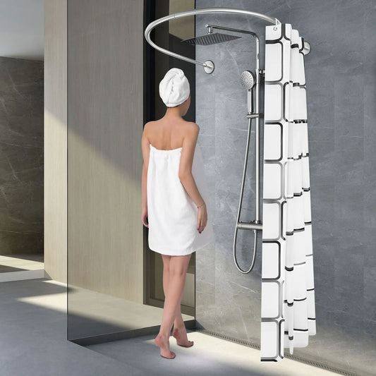 Stainless Steel Shower Curtain Rod Adjustable 0.9-1.3m Length U-Shaped Design