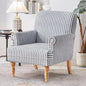 Linen Fabric Accent Chair, Mid-Century Modern Armchair with Solid Wood Legs Sofa Chair