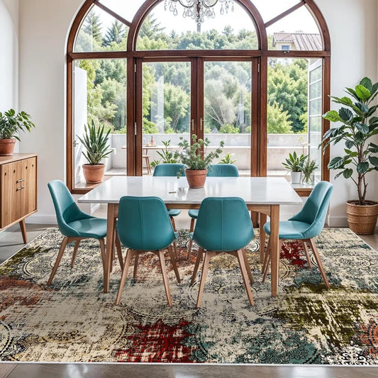 10x14 Living Room Area Rug - Modern Abstract Large Area Rugs Non-Slip Stain Resistant Carpets
