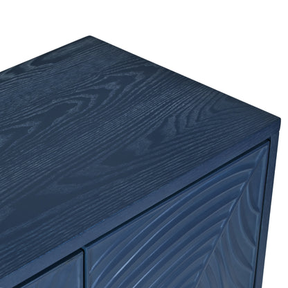 Modern 4-door Sideboard with Creative carved and shaped surface and Adjustable Shelves, Suitable for Study, Living Room