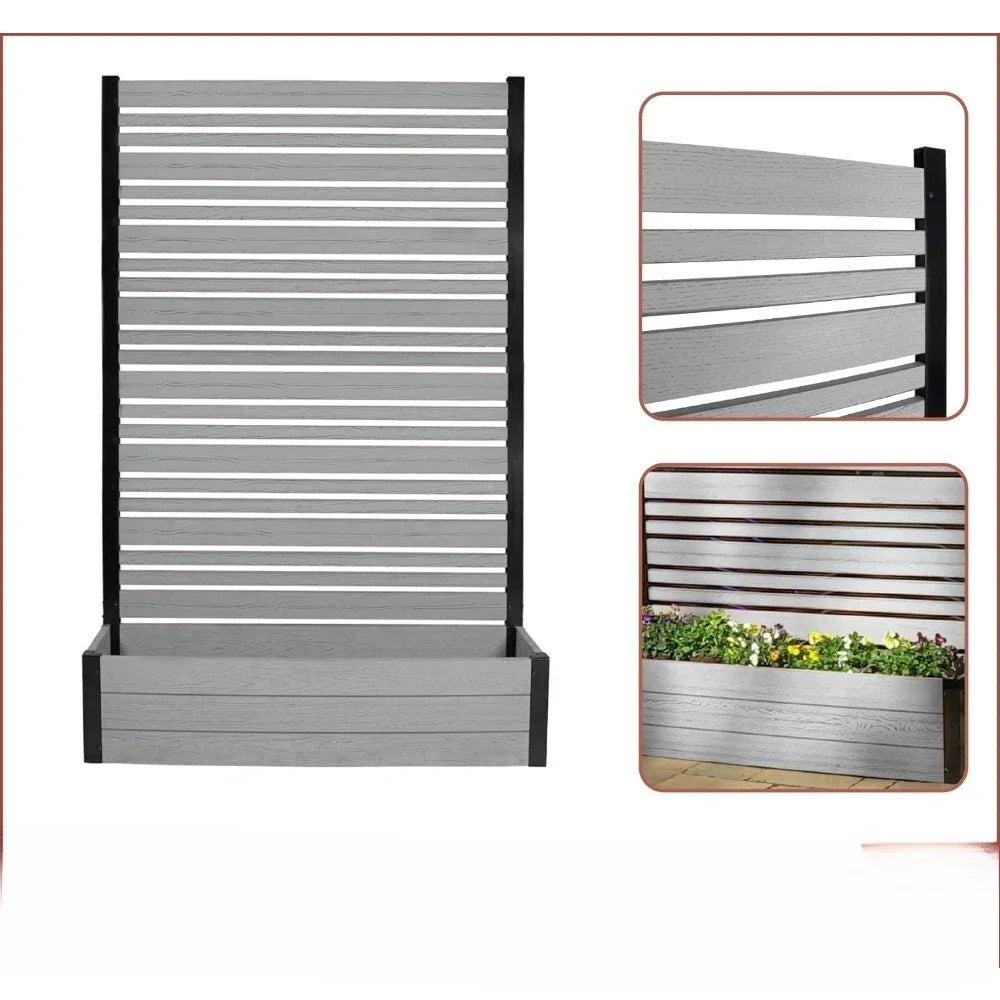 BEST SALE-6ft Hx3.8ftWx1ftL (1 Screen w/Planter) Freestanding Patio Privacy Screen w/Planter Box, Privacy Planters for Patio-Hot