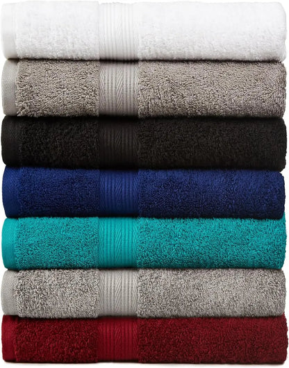 6 Piece Oversized 100% Cotton Bathroom Towel Set Fade Resistant Soft Absorbent 2 Bath 2 Hand 2 Washcloths Black