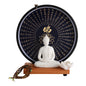 Buddha Statue Decoration Ceramic Buddha Statue with Circle LED Lamp Buddha Statue for Decor White/Red/Yellow/Blue 11.8*4.7*13in