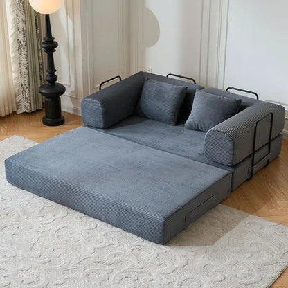 79'' Boneless Couch Foldable Convertible Futon Sleeper Sofa Bed Floor Lounge with L-Shaped Armrests for Living Room Sofas