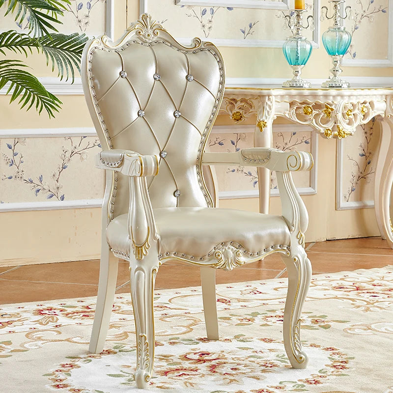 European Solid Wood Dining Chair Princess Lazy Throne Luxury Lounge Chair Fashion Butterfly Ergonomic Muebles Entrance Furniture
