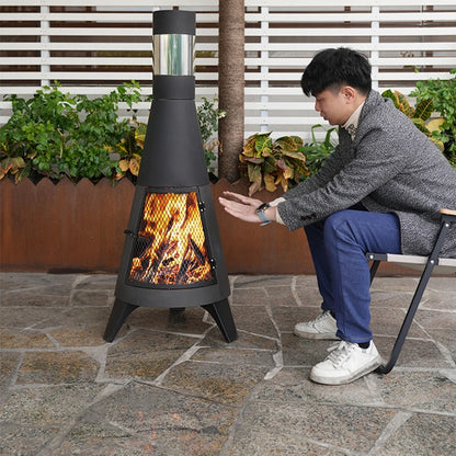 Large Capacity Wood Stove Outdoor Heater with Chimney Stainless Heating Gear Patio Heater Bonfire Aquecedor Lareira