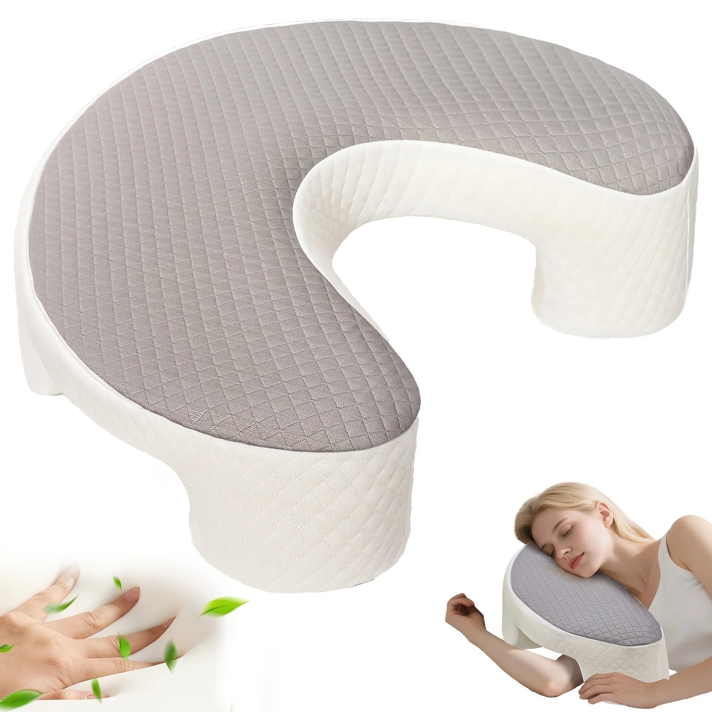 Ergonomic Orthopedic Cervical Pillow-C-Shaped Neck Support for Relief, Cooling Breathable Bed Pillow for Side/Back/Stomach