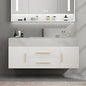 Floating Bathroom Vanity with Sintered Stone Vessel Sink 2 Drawers (Walnut with Doors, 39.4'')