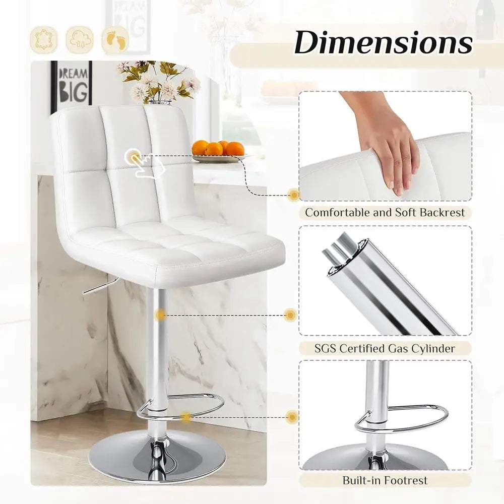 Bar Stools Set o 4, 24 inch Counter Height Bar Stools, Upholstered ern Kitchen Barstools with Metal Base, PU Leather Stools or K