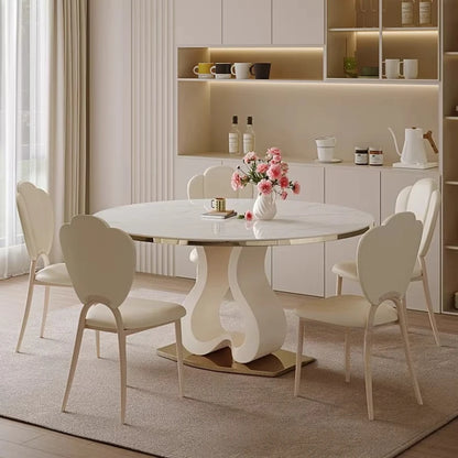 Design Luxury White Dining Table 6 Person Modern Nordic Round Dining Table Living Room