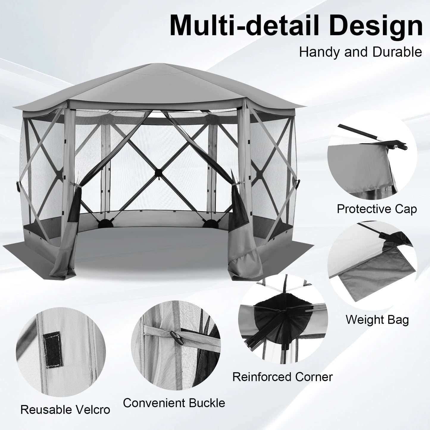 Pop up Gazebo Screen Tent Screen House for Camping, 12x12 Screen Room with Removable Roof, Outdoor Screened Gazebo with Netting,
