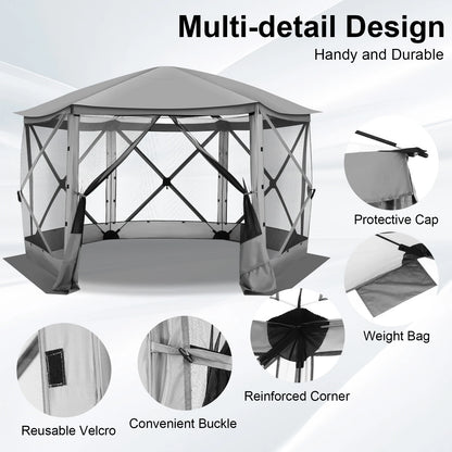 Pop up Gazebo Screen Tent Screen House for Camping, 12x12 Screen Room with Removable Roof, Outdoor Screened Gazebo with Netting,