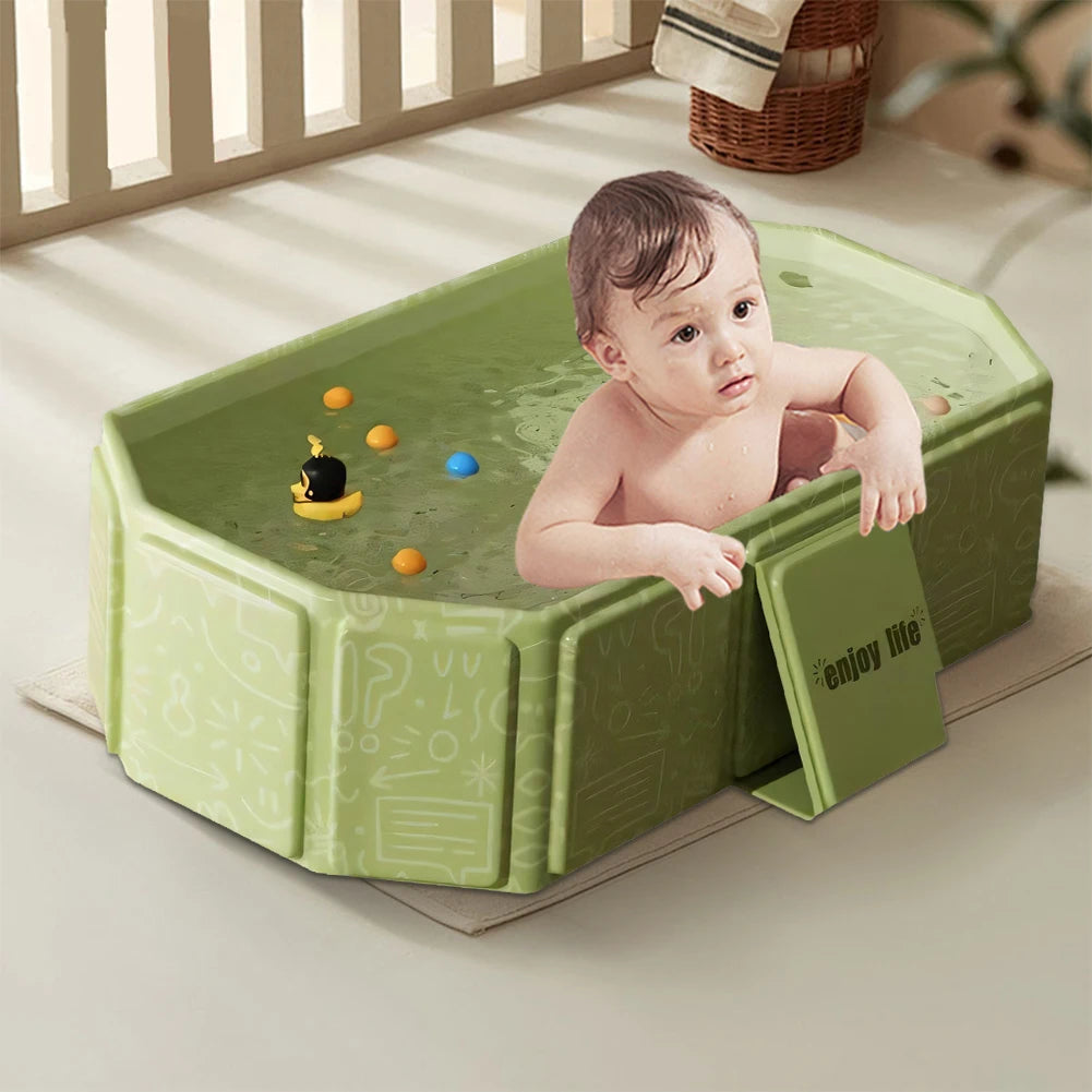 Baby Bathtub for Infants To Toddlers Collapsible Baby Bath Tub with Drain Outlet  Basin75x45x25