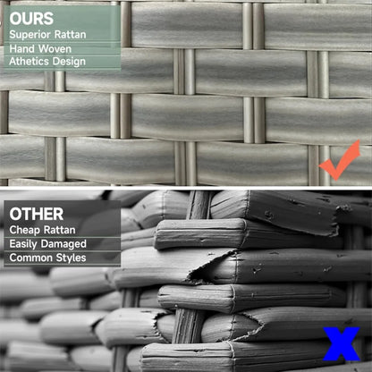 13 Pieces Patio Furniture Set,Outdoor Sectional Wicker Sofa,High Back Rattan Patio Conversation Sets