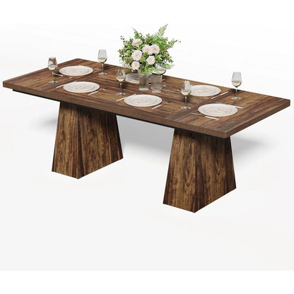 Dining Table for 6 People,Rectangle Table with Heavy Duty Legs, Modern Dining Table for Kitchen, Dining Room