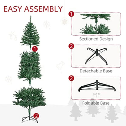 7' Tall Unlit Slim Fir Artificial Christmas Tree with Realistic Branches and 865 Tips Green