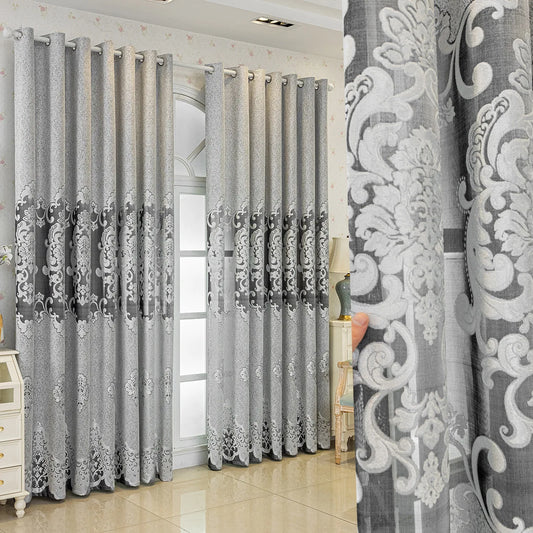 European Style Blackout Curtains, Jacquard Embroidered Chenille Curtain, Luxury Thermal Insulation Sunshade Drapes for Home Deco