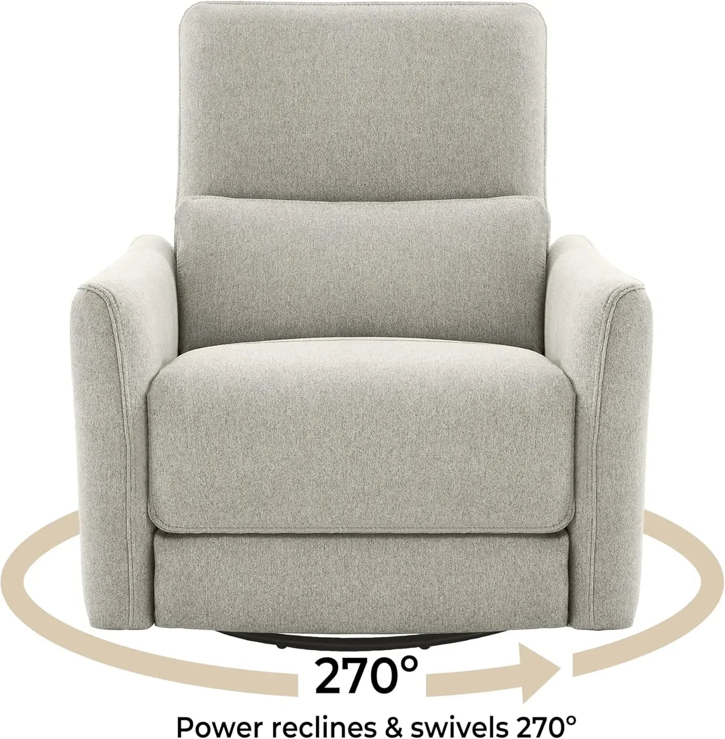 Power Recliner Chair Swivel Glider, FSC Certified Fabric Living Room Nursery Reclining Sofa Chair with Lumbar Support