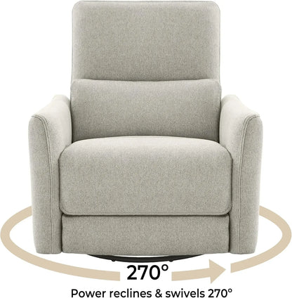 Power Recliner Chair Swivel Glider, FSC Certified Fabric Living Room Nursery Reclining Sofa Chair with Lumbar Support