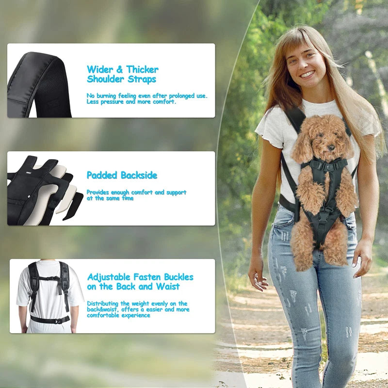 Dog Carrier Backpack Adjustable Pet Carriers Front Facing Hands-Free Safety Puppy Travel Bag For Small Medium Dog