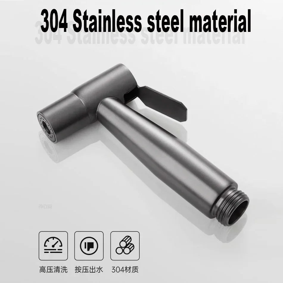 Handheld Toilet Bidet Faucet Sprayer Stainless Steel Bathroom Bidet Spraye Set Hand Sprayer Shower Head Self Cleaning No Punch