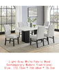 6-Pc Dining Set, White Rectangular Marble Tabletop, Dark Finish Base, Upholstered Chairs & Bench, Soft table