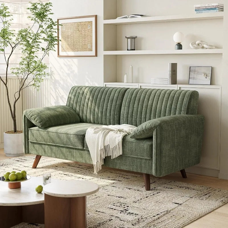 64.5" Loveseat Sofa, Chenille Loveseat Couch for Living Room, 23.2" Deep Seat Love Seat with Padded Arms