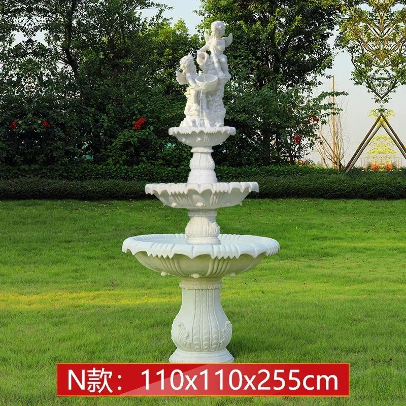 Outdoor garden, fish pond, water feature, courtyard floor-to-ceiling decoration Large European-style flowing water fountain,