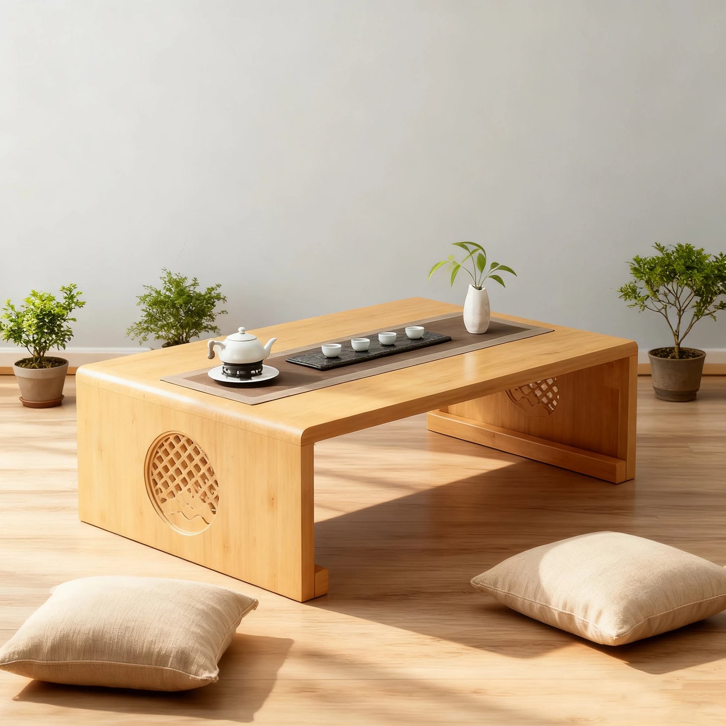 Foldable coffee table, Japanese-style low table, no assembly required, suitable for sitting on the floor, a low tatami table.