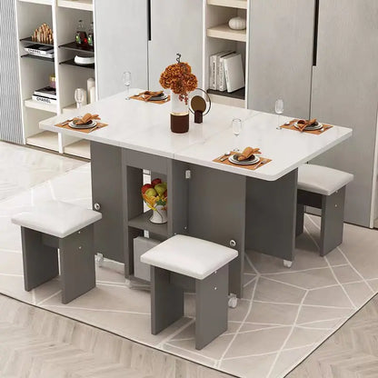 Folding Dining Table Set 4 Chairs Italian Nordic Luxury Dining Table Decorate Simple Mesas Y Sillas De Comedor Kitchen Furniture