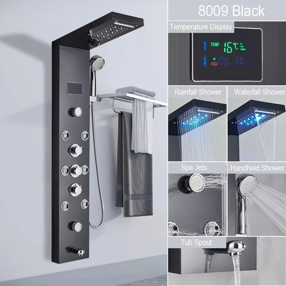 Bathroom Shower Panel LED Rainfall/Waterfall Shower Head